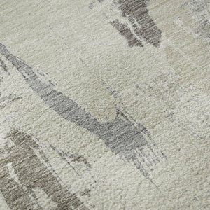 HomeRoots 8' X 8' Washable Round Rug in Taupe, Ivory & Gray - Modern Abstract Design with UV Protection 694673