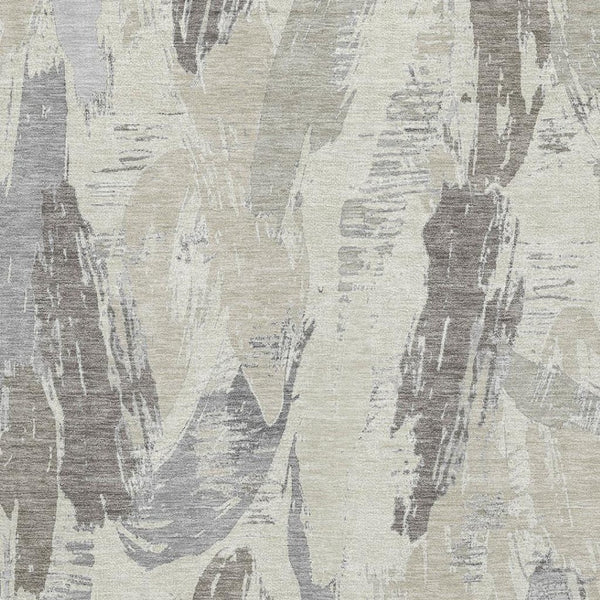 HomeRoots 8' Elegant Taupe Ivory Gray Abstract Area Rug - Washable, UV Protected, Family-Friendly Design 694674
