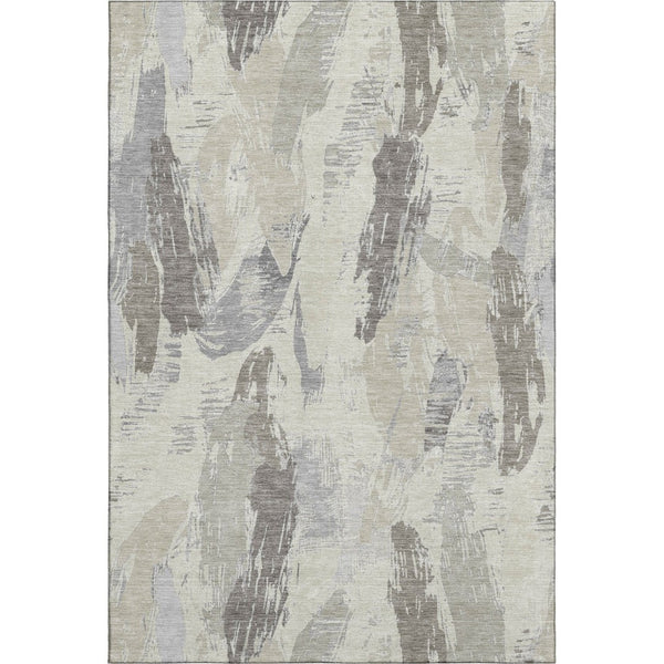 HomeRoots 10' X 14' Abstract Taupe Ivory Gray Area Rug - Durable, Washable, UV-Protected for Busy Homes 694676
