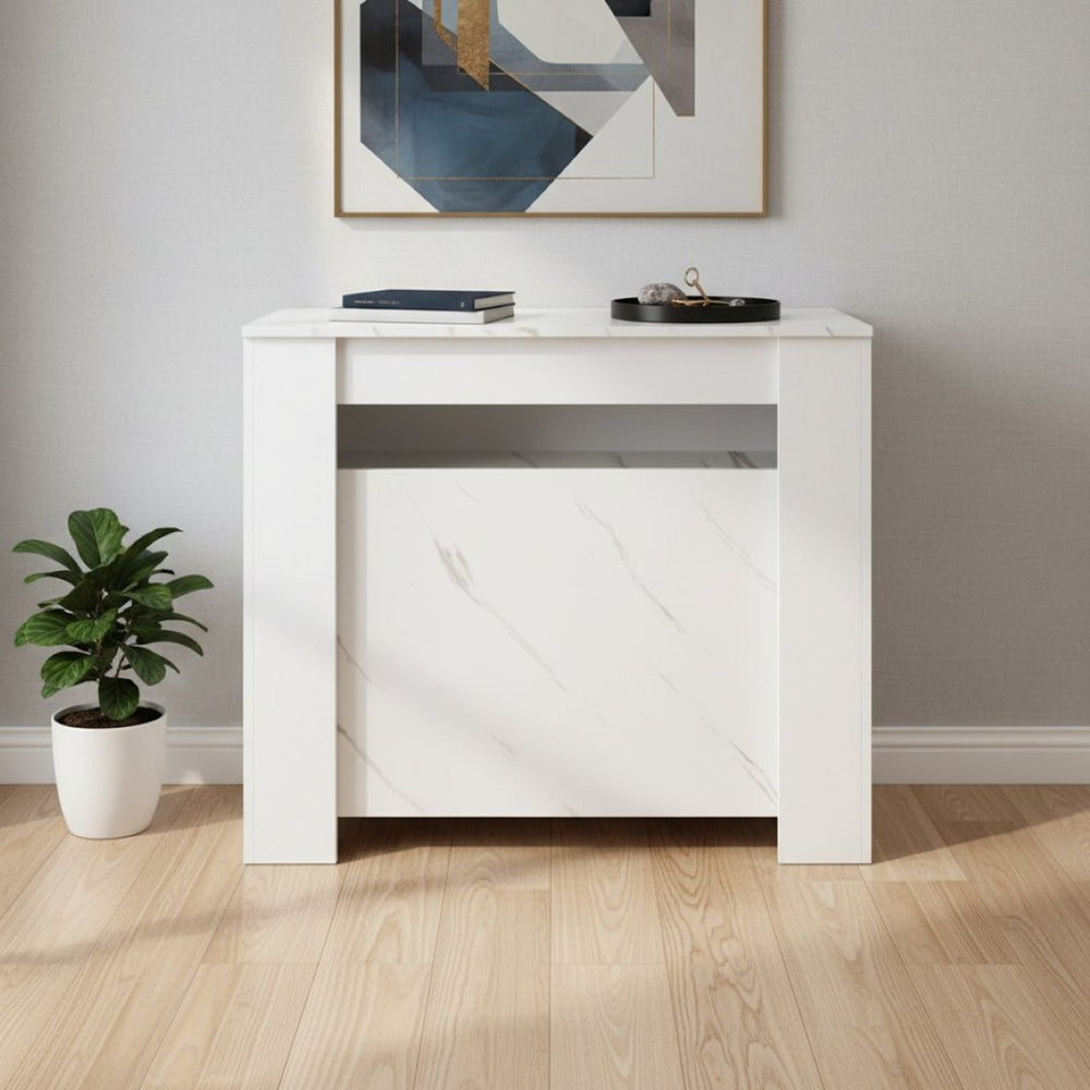 HomeRoots 35" White Wood Floor Shelf Coffee Table - Modern Minimalist Design with Storage for Every Room 694677