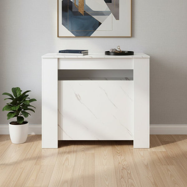 HomeRoots 35" White Wood Floor Shelf Coffee Table - Modern Minimalist Design with Storage for Every Room 694677