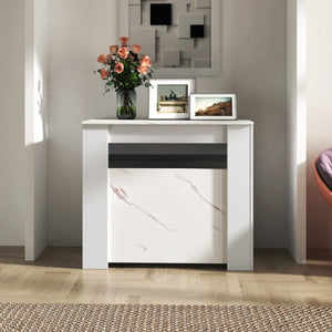 HomeRoots 35" White Wood Floor Shelf Coffee Table - Modern Minimalist Design with Storage for Every Room 694677