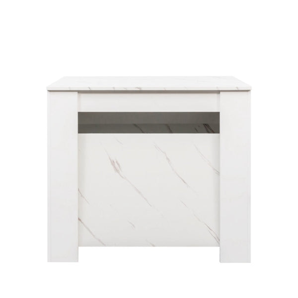 HomeRoots 35" White Wood Floor Shelf Coffee Table - Modern Minimalist Design with Storage for Every Room 694677