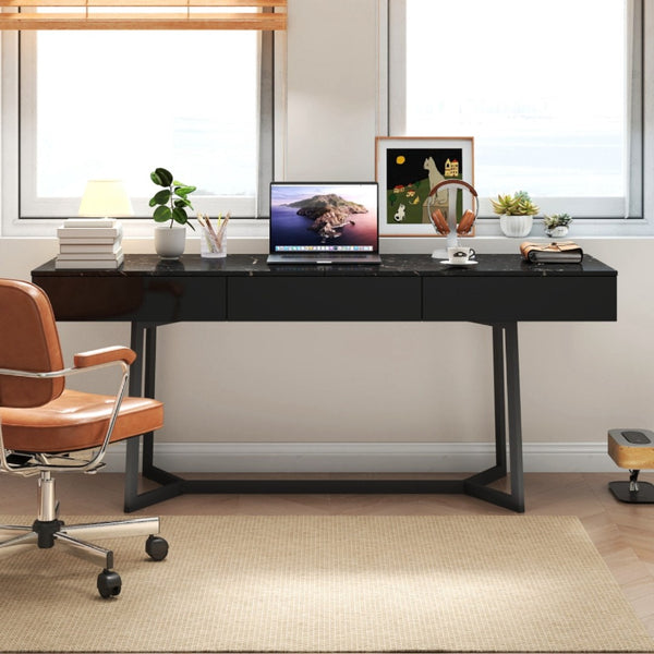 HomeRoots 71" Modern Black Wood Trestle Coffee Table – Chic, Durable Design for Living Rooms & Offices 694678