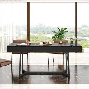 HomeRoots 71" Modern Black Wood Trestle Coffee Table – Chic, Durable Design for Living Rooms & Offices 694678