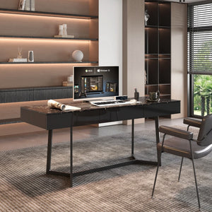 HomeRoots 71" Modern Black Wood Trestle Coffee Table – Chic, Durable Design for Living Rooms & Offices 694678