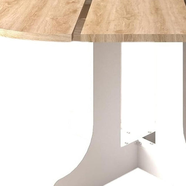 HomeRoots 59" Oval Cross Legs Coffee Table in Brown & White - Modern Wood Design for Living Room Elegance 694679