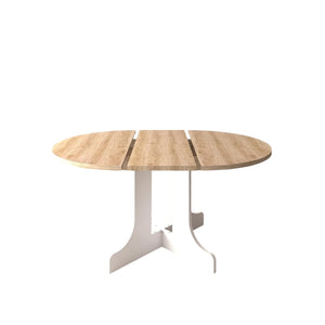 HomeRoots 59" Oval Cross Legs Coffee Table in Brown & White - Modern Wood Design for Living Room Elegance 694679