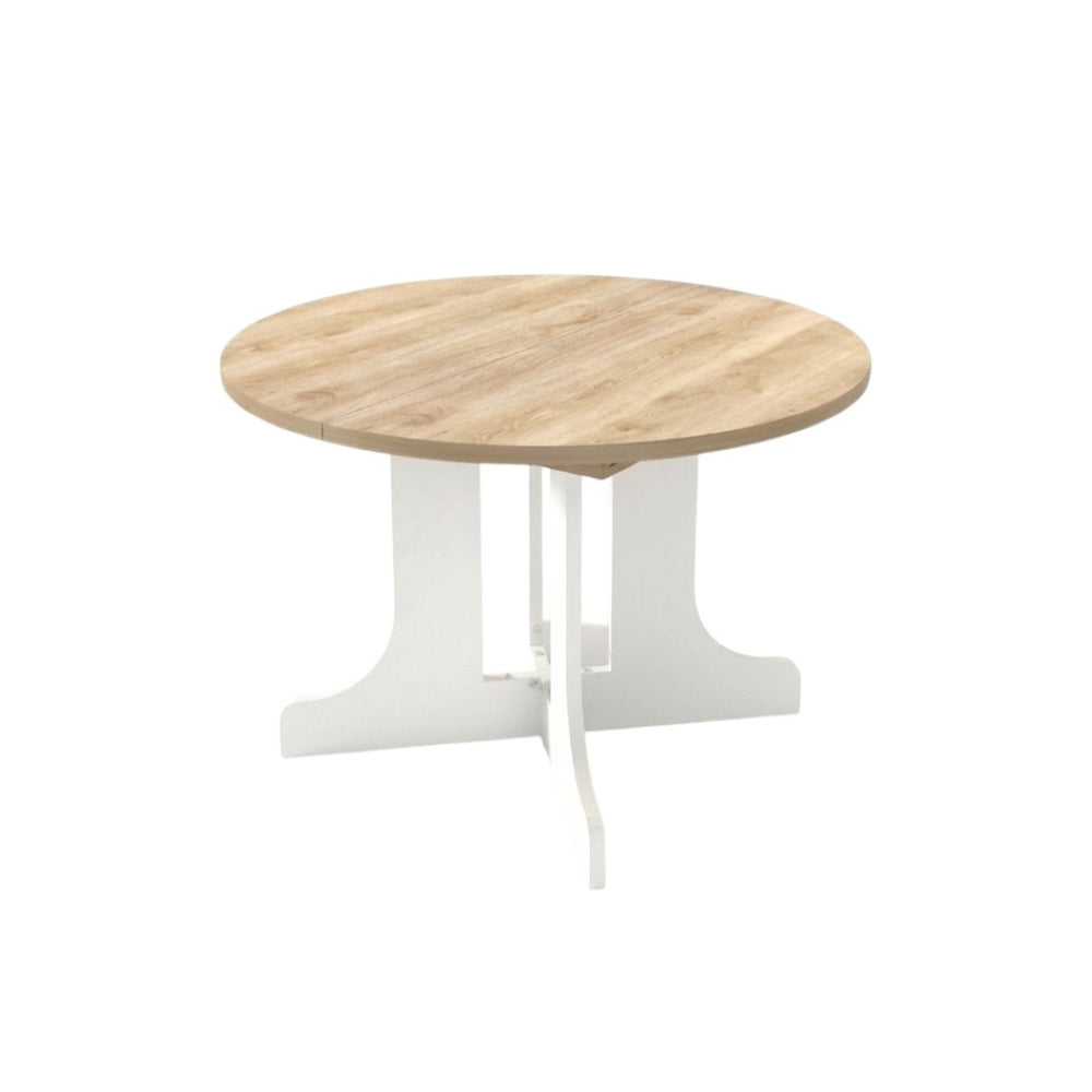 HomeRoots 59" Oval Cross Legs Coffee Table in Brown & White - Modern Wood Design for Living Room Elegance 694679