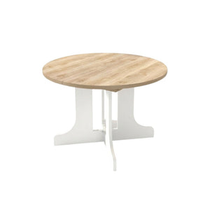 HomeRoots 59" Oval Cross Legs Coffee Table in Brown & White - Modern Wood Design for Living Room Elegance 694679