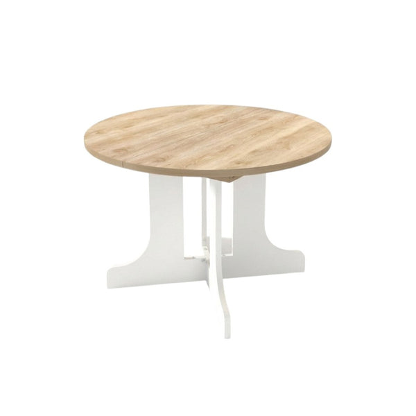 HomeRoots 59" Oval Cross Legs Coffee Table in Brown & White - Modern Wood Design for Living Room Elegance 694679