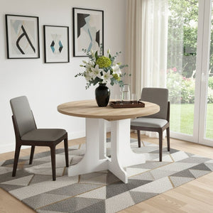 HomeRoots 59" Oval Cross Legs Coffee Table in Brown & White - Modern Wood Design for Living Room Elegance 694679