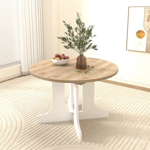 HomeRoots 59" Oval Cross Legs Coffee Table in Brown & White - Modern Wood Design for Living Room Elegance 694679