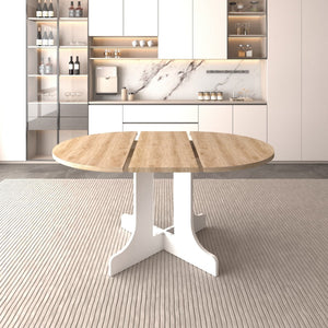HomeRoots 59" Oval Cross Legs Coffee Table in Brown & White - Modern Wood Design for Living Room Elegance 694679
