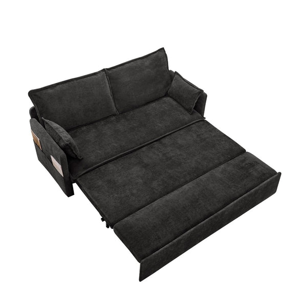 English Elm 59.5" Chenille Sleeper Sofa with Usb Charging Storage and Firm Foam Support W2606P301327