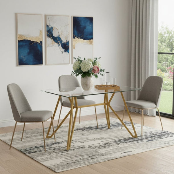 HomeRoots 47" Chic White and Gold Glass Trestle Coffee Table - Modern Design for Stylish Living Spaces 694680