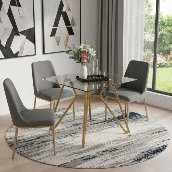 HomeRoots 35" Striking White Glass and Gold Steel Square Trestle Coffee Table for Modern Living Rooms and Offices 694682