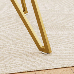 HomeRoots 35" Striking White Glass and Gold Steel Square Trestle Coffee Table for Modern Living Rooms and Offices 694682