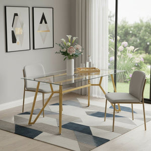 HomeRoots 71" White and Gold Glass Coffee Table - Modern Trestle Design for Stylish Living Spaces & Offices 694683
