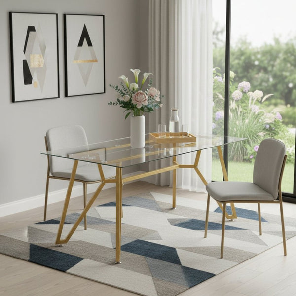 HomeRoots 71" White and Gold Glass Coffee Table - Modern Trestle Design for Stylish Living Spaces & Offices 694683
