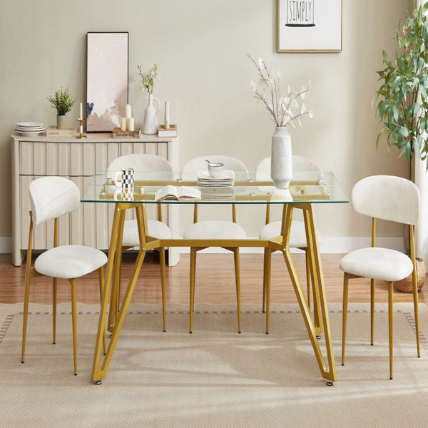 HomeRoots 71" White and Gold Glass Coffee Table - Modern Trestle Design for Stylish Living Spaces & Offices 694683