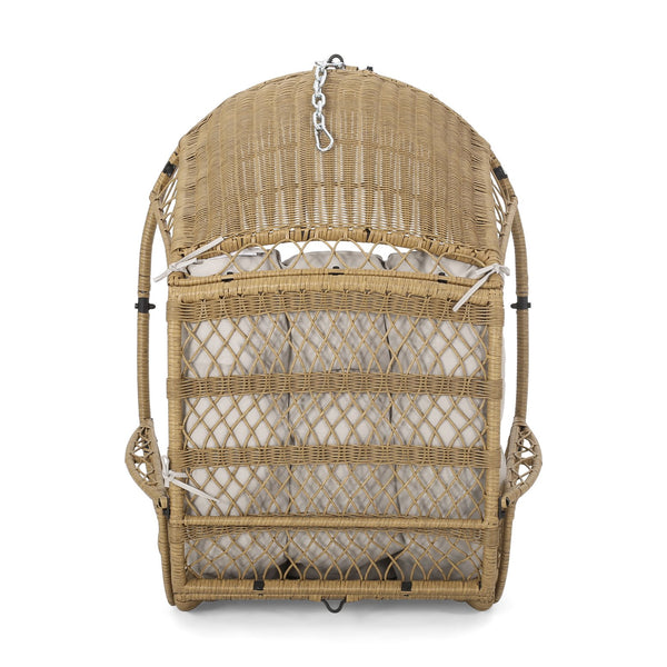 English Elm Christopher Knight Home® - Malia Wicker Hanging Chair With Plush Cushion - Stylish Indoor/Outdoor Seating For Relaxation & Comfort 67677.00LBGE