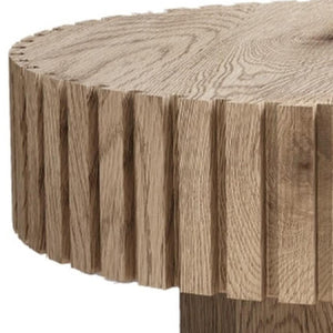 HomeRoots 32" Modern Natural Wood Round Pedestal Coffee Table – Sculptural Design for Stylish Spaces 694685