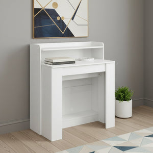 HomeRoots 98" White Wood Floor Shelf Coffee Table – Modern Minimalist Design for Stylish Living Spaces & Storage 694686