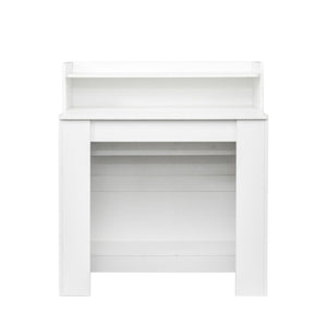 HomeRoots 98" White Wood Floor Shelf Coffee Table – Modern Minimalist Design for Stylish Living Spaces & Storage 694686