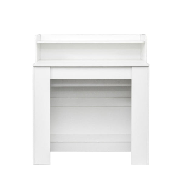 HomeRoots 98" White Wood Floor Shelf Coffee Table – Modern Minimalist Design for Stylish Living Spaces & Storage 694686