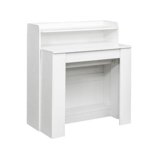HomeRoots 98" White Wood Floor Shelf Coffee Table – Modern Minimalist Design for Stylish Living Spaces & Storage 694686