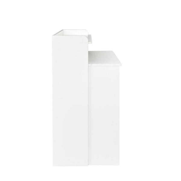 HomeRoots 98" White Wood Floor Shelf Coffee Table – Modern Minimalist Design for Stylish Living Spaces & Storage 694686