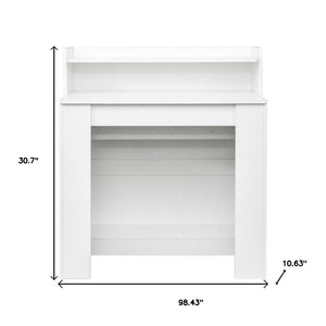 HomeRoots 98" White Wood Floor Shelf Coffee Table – Modern Minimalist Design for Stylish Living Spaces & Storage 694686