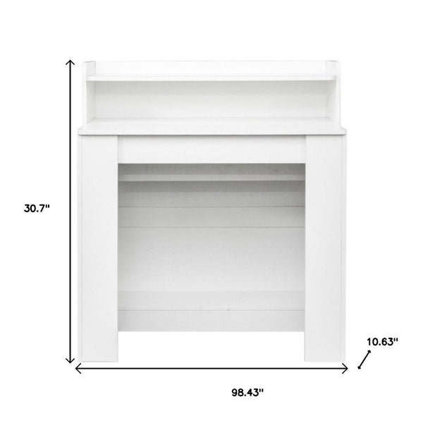 HomeRoots 98" White Wood Floor Shelf Coffee Table – Modern Minimalist Design for Stylish Living Spaces & Storage 694686