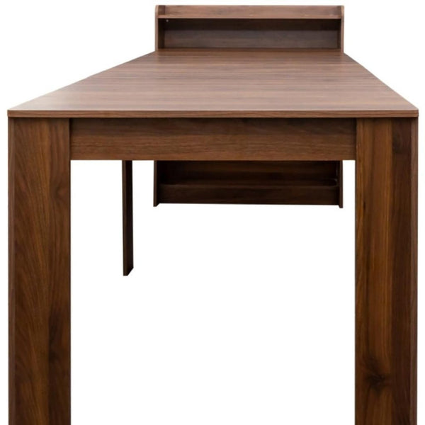 HomeRoots 98" Brown Wood Extendable Dining Table with Storage - Versatile Design for Dining & Home Office Use 694687