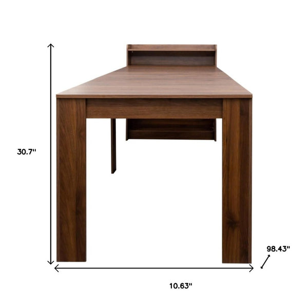 HomeRoots 98" Brown Wood Extendable Dining Table with Storage - Versatile Design for Dining & Home Office Use 694687