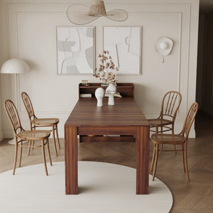 HomeRoots 98" Brown Wood Extendable Dining Table with Storage - Versatile Design for Dining & Home Office Use 694687