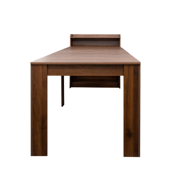 HomeRoots 98" Brown Wood Extendable Dining Table with Storage - Versatile Design for Dining & Home Office Use 694687