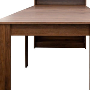HomeRoots 98" Brown Wood Extendable Dining Table with Storage - Versatile Design for Dining & Home Office Use 694687
