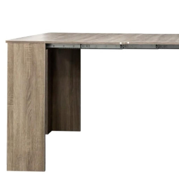 HomeRoots 98" Light Brown Wood Extendable Dining Table with Integrated Storage for Modern Versatility & Style 694688