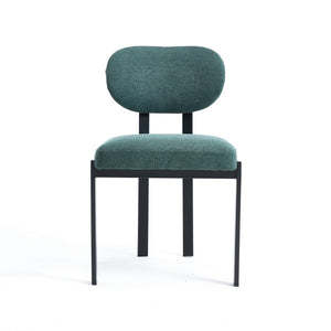 HomeRoots Set of Two Modern Green Chenille and Metal Dining Chairs with Ergonomic Support for Any Space 694689