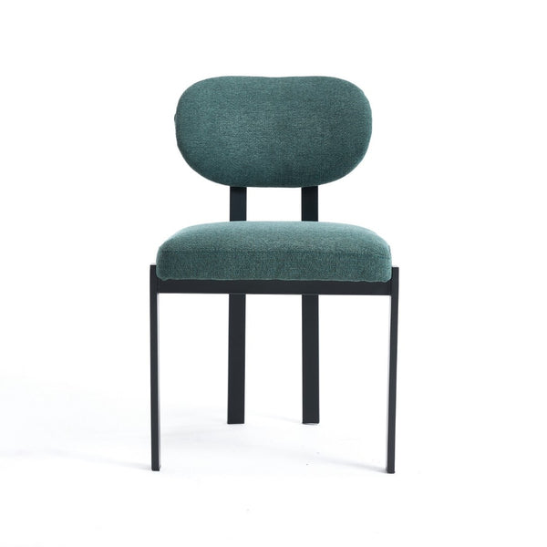 HomeRoots Set of Two Modern Green Chenille and Metal Dining Chairs with Ergonomic Support for Any Space 694689