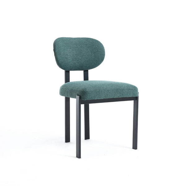 HomeRoots Set of Two Modern Green Chenille and Metal Dining Chairs with Ergonomic Support for Any Space 694689
