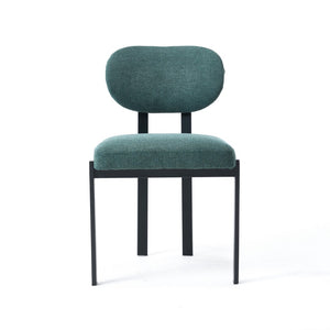 HomeRoots Set of Two Modern Green Chenille and Metal Dining Chairs with Ergonomic Support for Any Space 694689