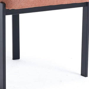 HomeRoots Set of Two Contemporary Salmon & Black Chenille Dining Chairs with Ergonomic Open Back Design 694690