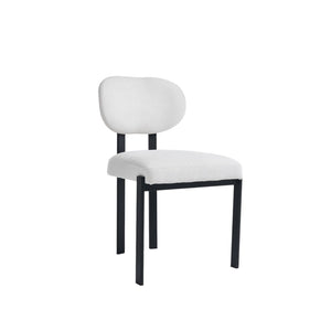 HomeRoots Set of Two Modern Chenille and Metal Dining Chairs - Stylish Black & White Accent Seating Design 694691