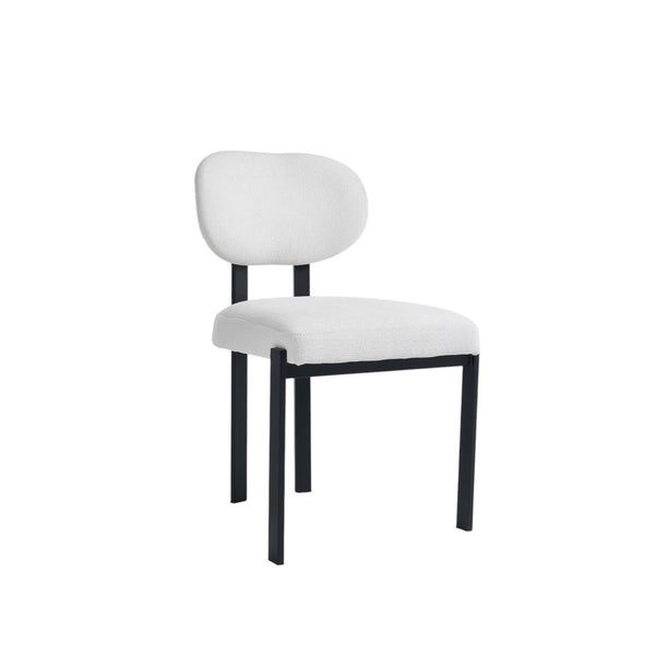 HomeRoots Set of Two Modern Chenille and Metal Dining Chairs - Stylish Black & White Accent Seating Design 694691