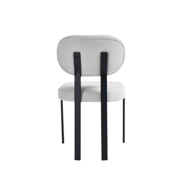 HomeRoots Set of Two Modern Chenille and Metal Dining Chairs - Stylish Black & White Accent Seating Design 694691