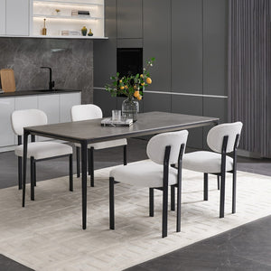 HomeRoots Set of Two Modern Chenille and Metal Dining Chairs - Stylish Black & White Accent Seating Design 694691