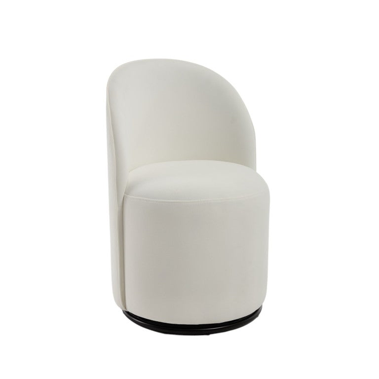 HomeRoots Velvet Swivel Arm Chair with Curved Back for Elegant and Stylish Dining Room Seating Cream / Black 694695